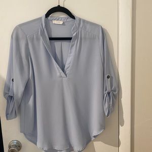 Lush light blue women’s v-neck blouse